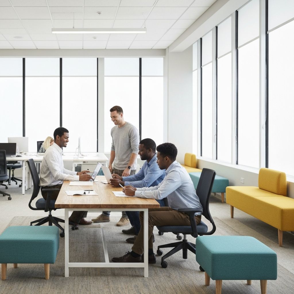 Modern collaborative workspace representing educational initiative